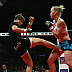 Holly Holm (white top) vs. Jan Finney